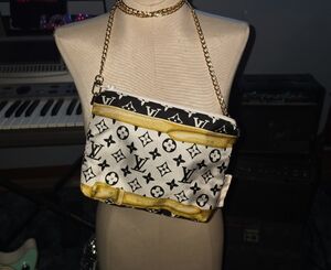 Cross-body Clutch Made With Authentic Louis Vuitton Scarf With Austrian Crystals